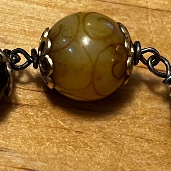 Art Deco Crystal Beaded Bracelet Wire Flower Design Small Wrist Fit - Picture 3 of 8